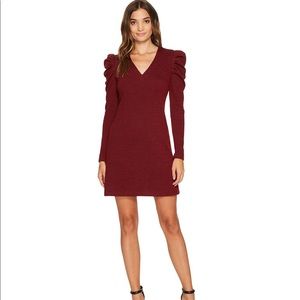 New only worn once.Donna Morgan Women's V-Nk Shift Dress Puff Sleeve Wine color
